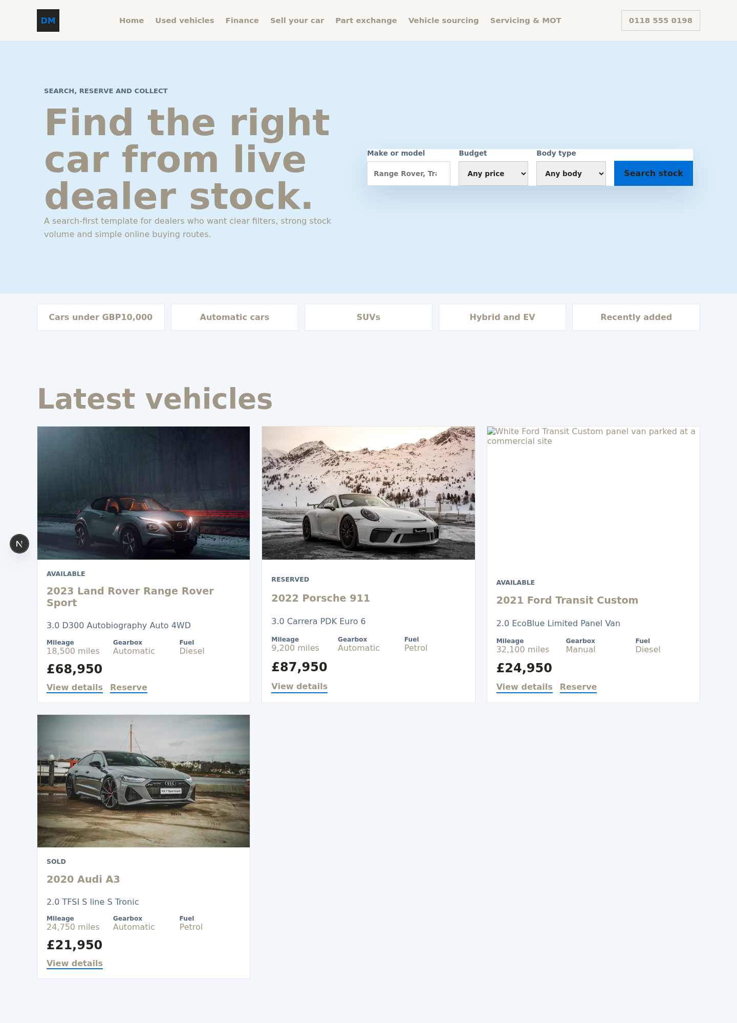 Signature DealerLoom dealer website preview