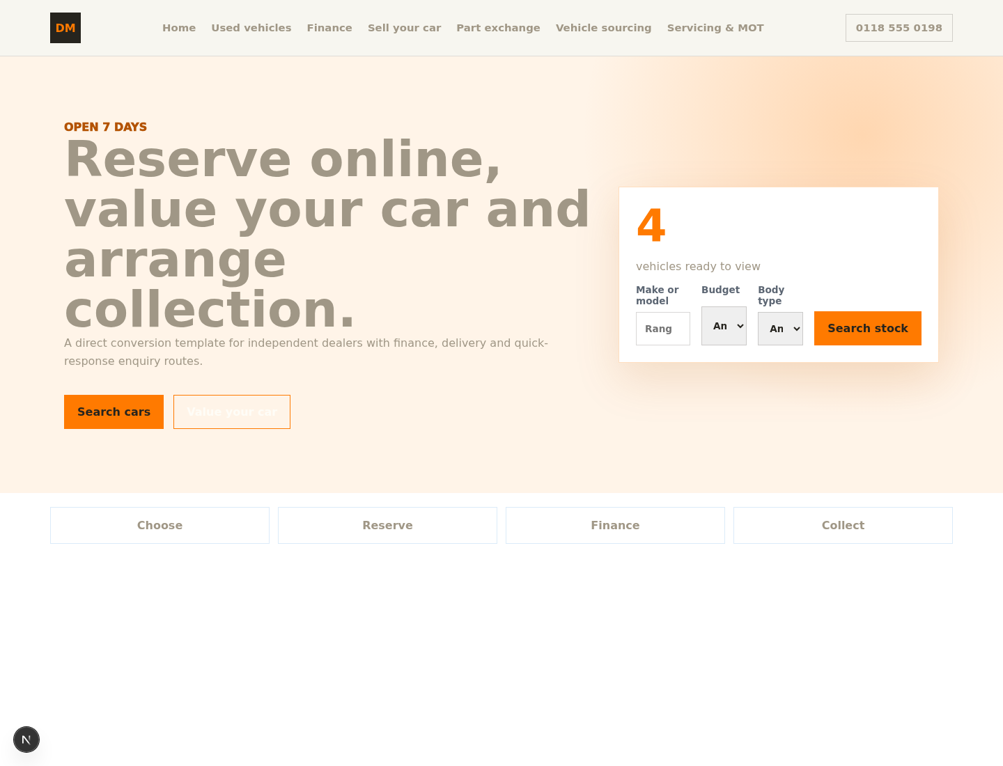 Velocity DealerLoom dealer website preview