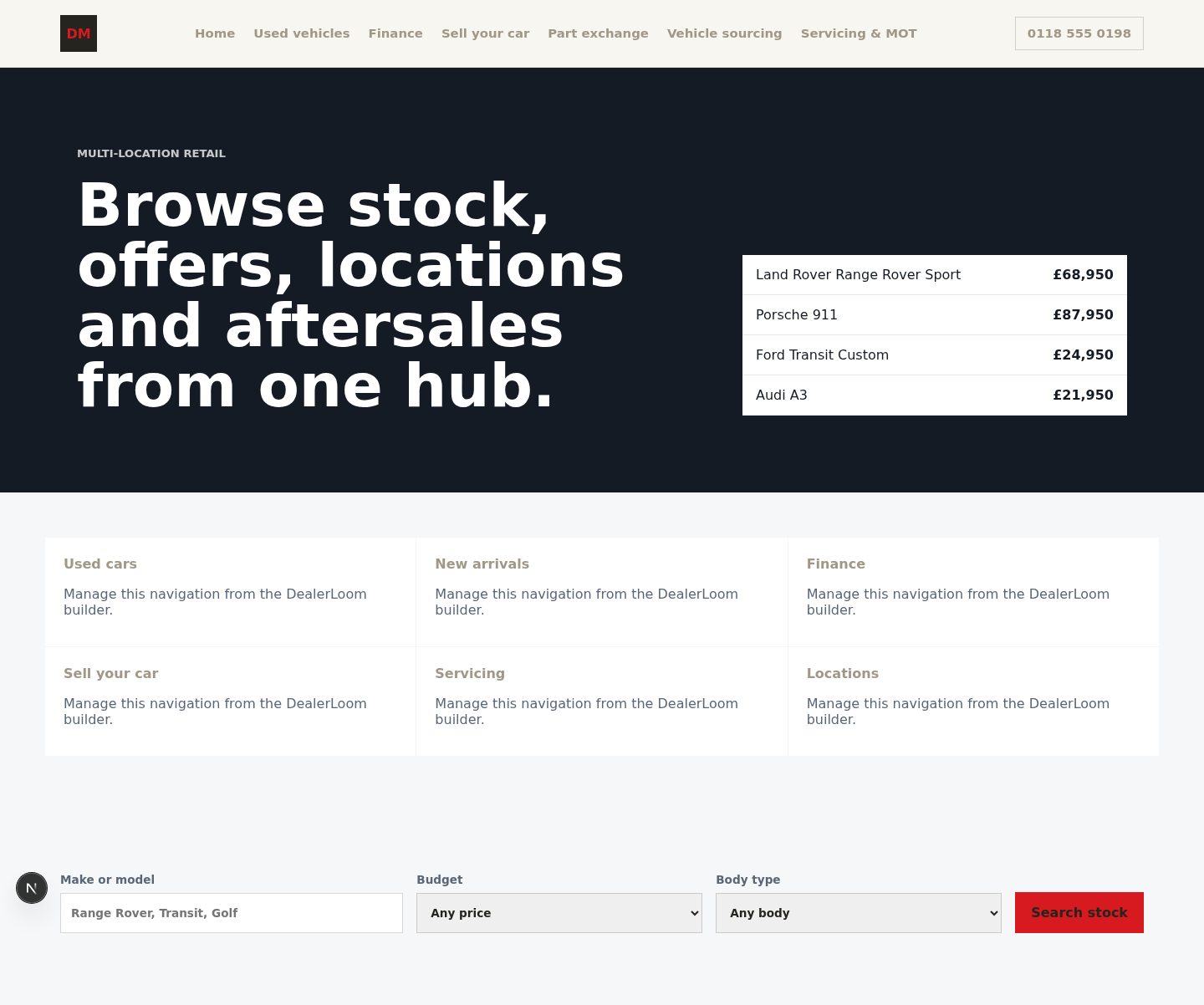 Fleetline DealerLoom dealer website preview
