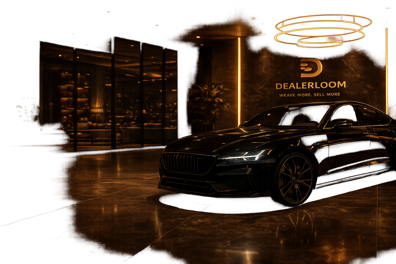 Premium black sports saloon in a showroom